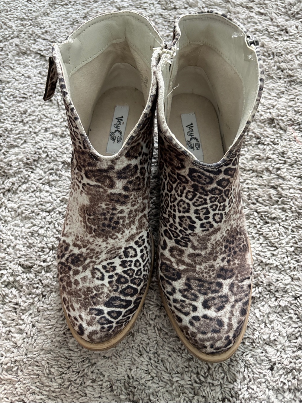 Leopard Print Ankle Boots - Women's Brown Animal Print Booties